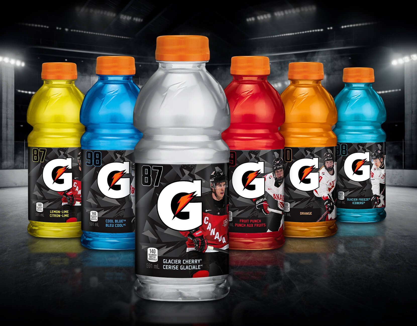 Gatorade Hockey bottles on ice