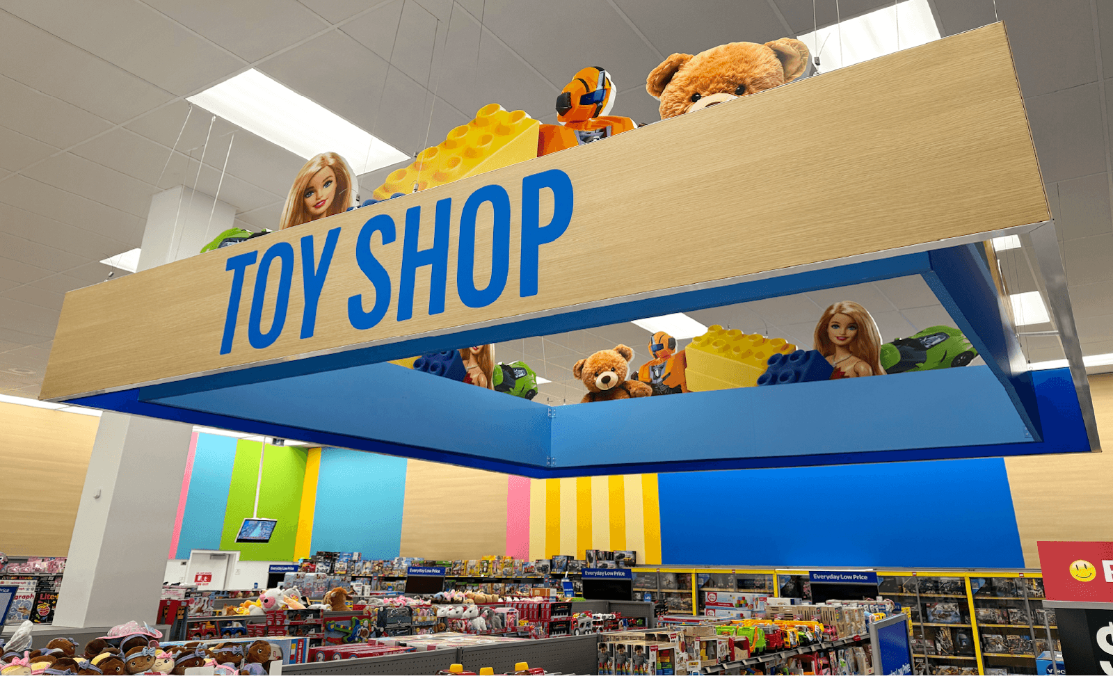 Walmart Toy Shop hanging sign