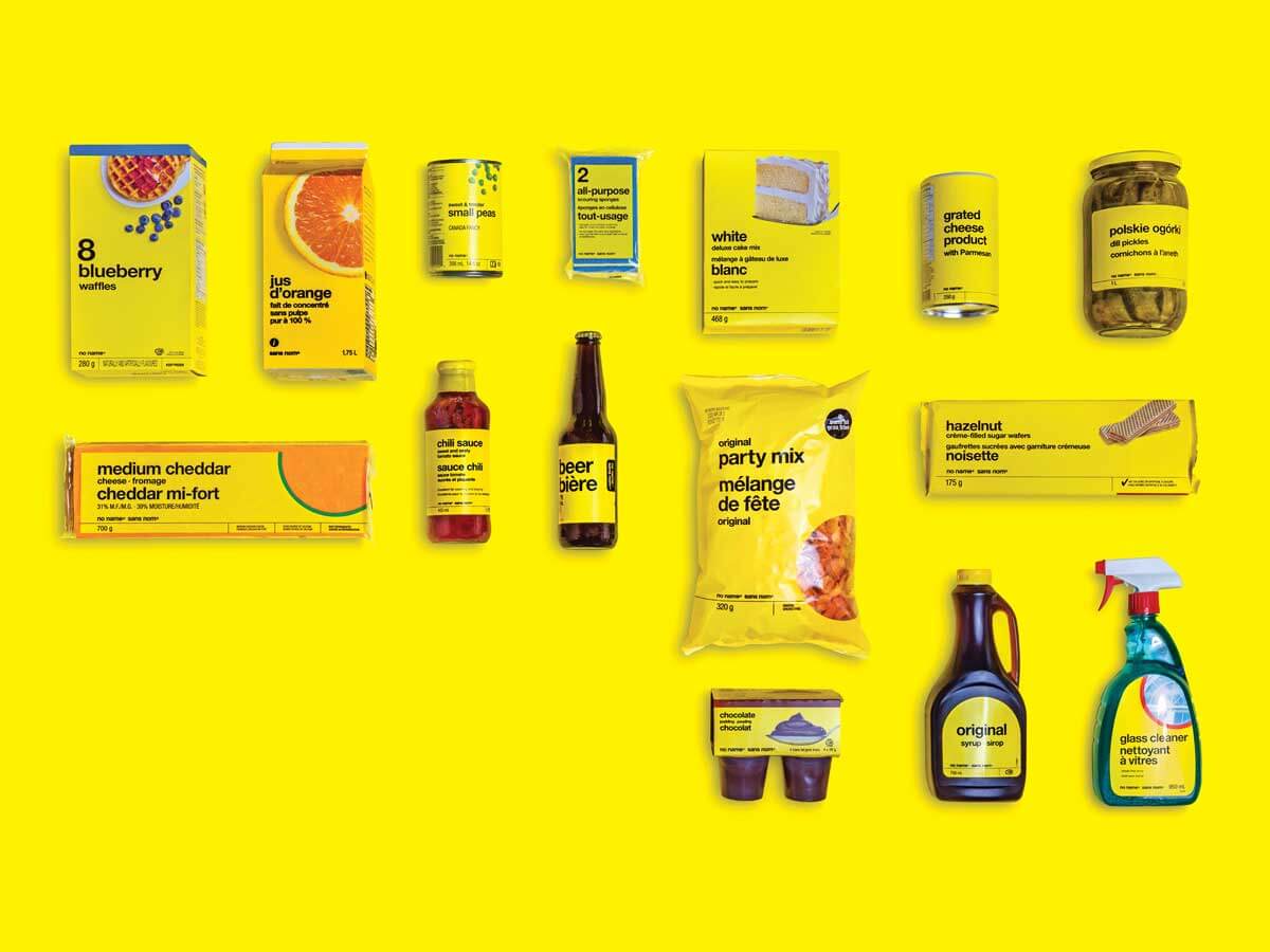 no name products on a yellow background