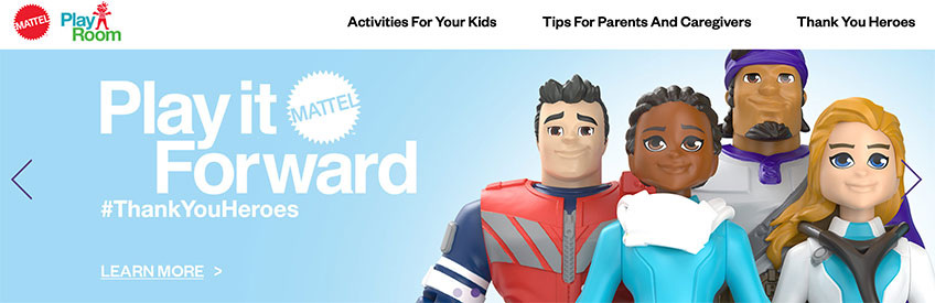 Screenshot of Mattel website