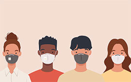 Diverse group of people wearing masks