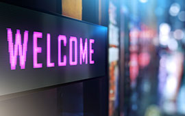 Digital Sign Saying Welcome