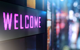 Digital Sign Saying Welcome