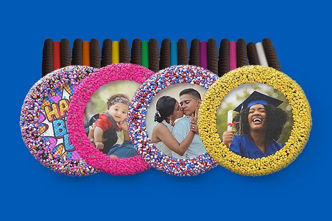 Customized Oreos with photos and sprinkles