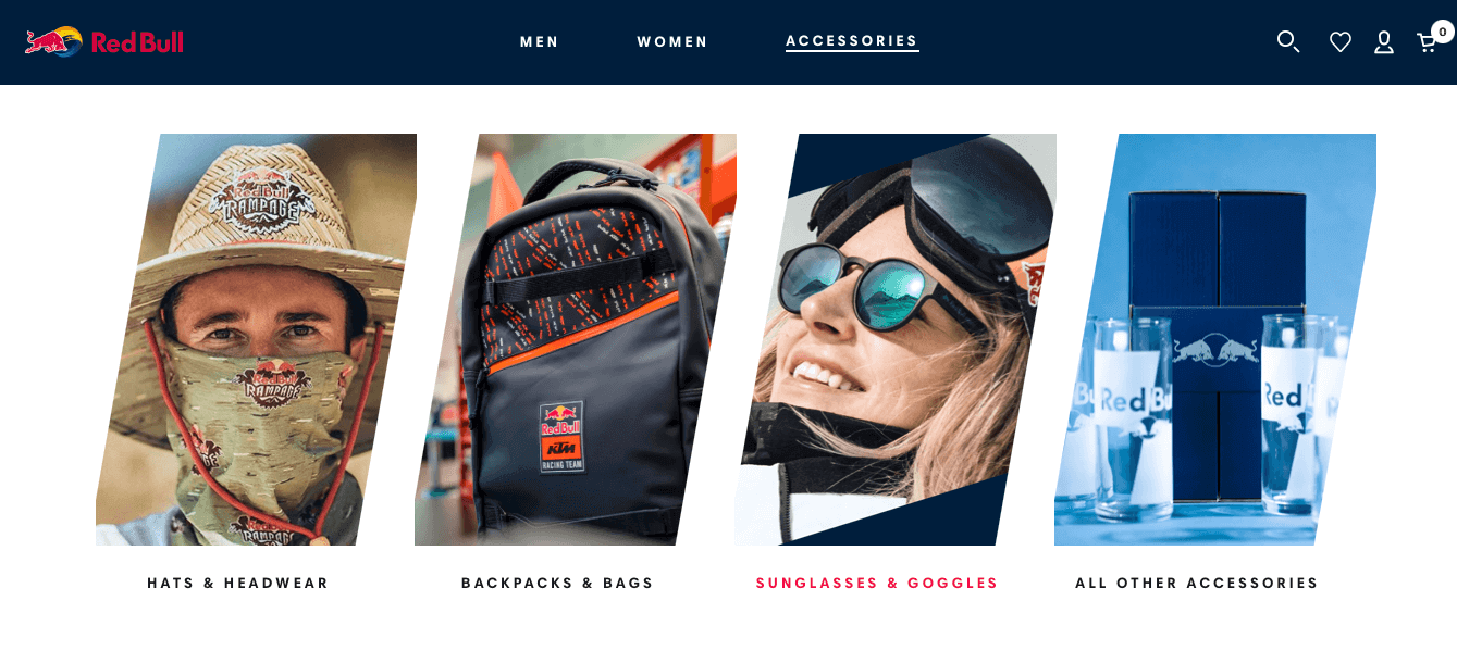 Red bull website accessories page