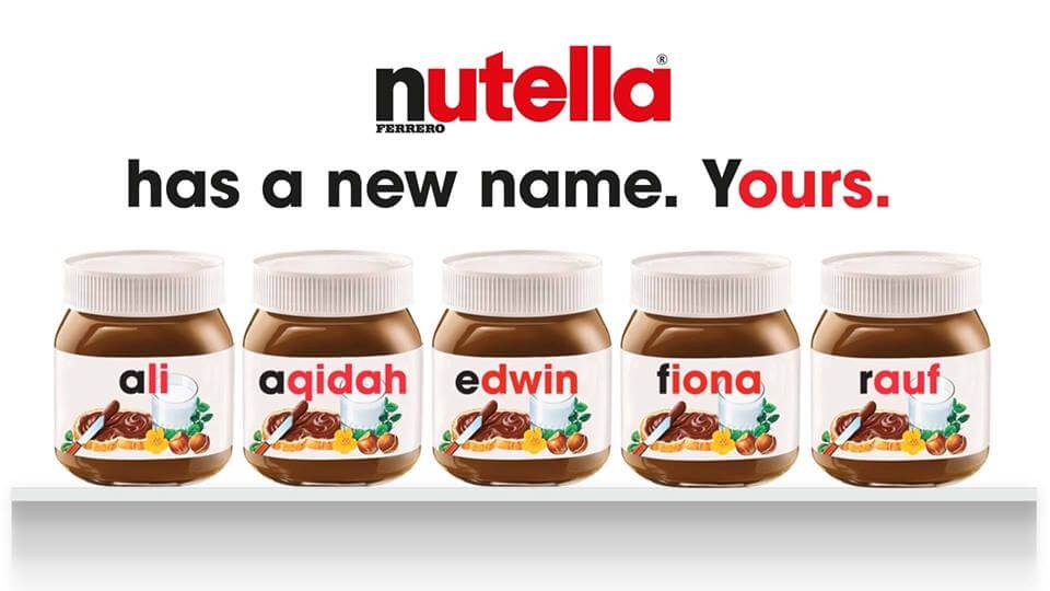 Personalized Nutella jars with names
