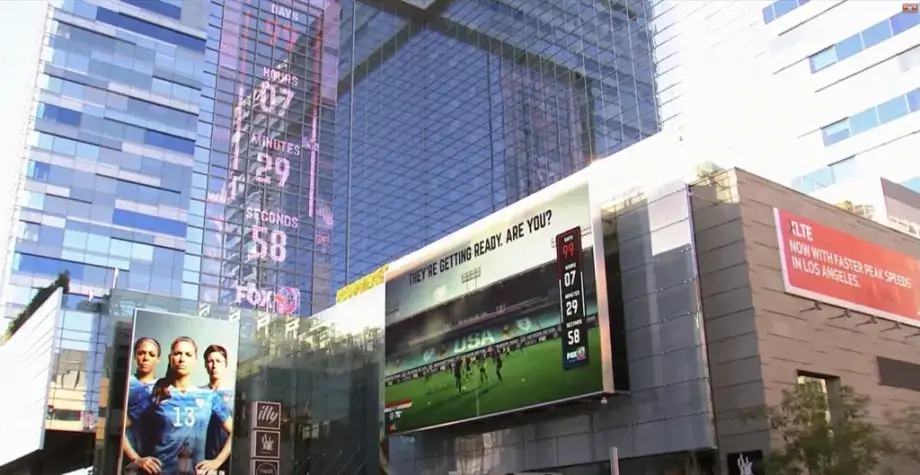 LA Entertainment Complex with 2015 FIFA Women's World Cup localized messaging