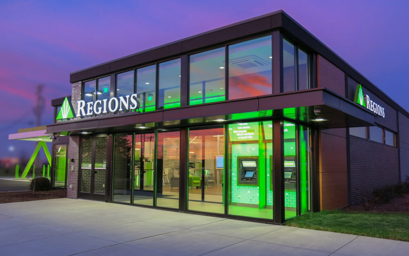 regions bank exterior featuring glass paneling