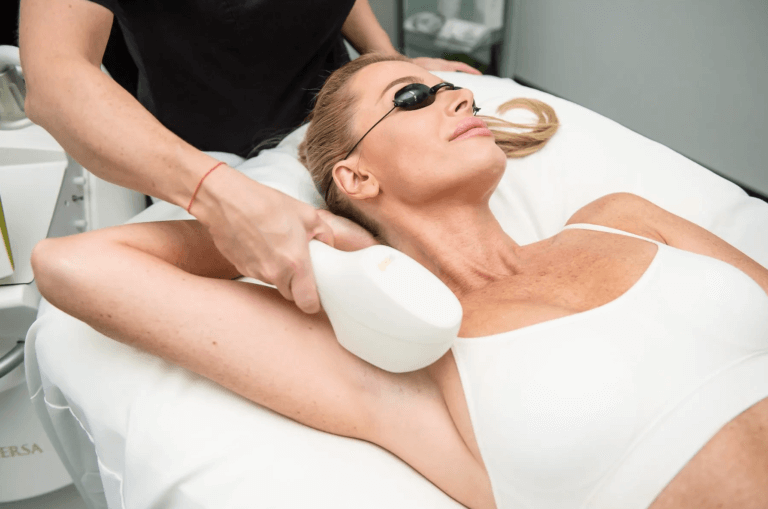 Woman receiving health treatment