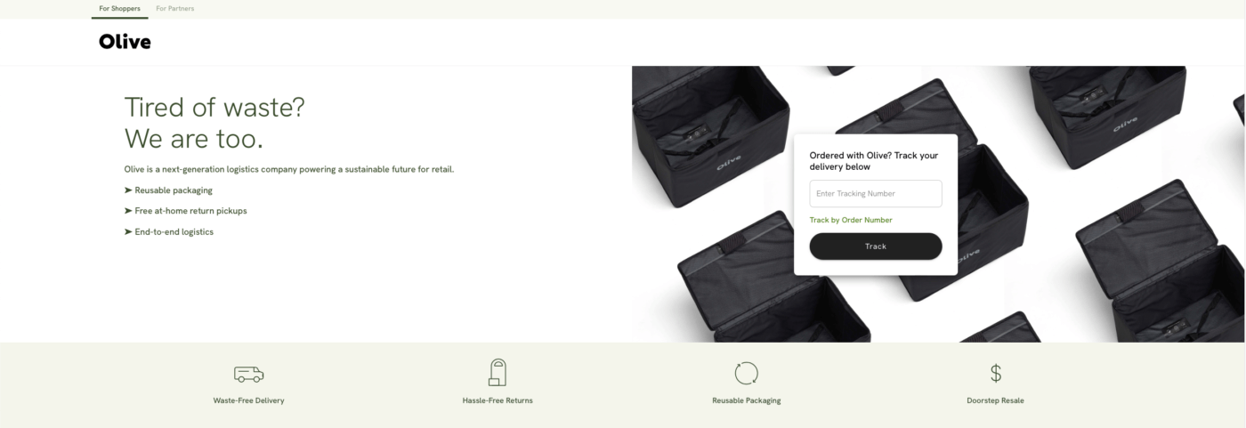 Olive sustainable deliveries website