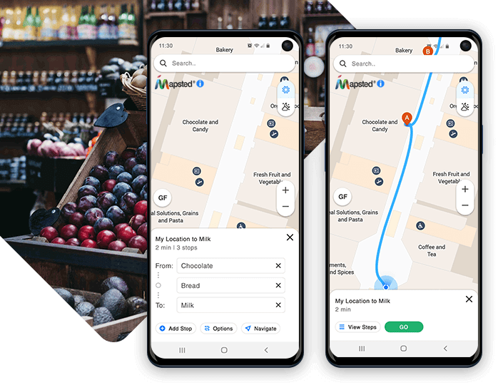 Mapstead app showcasing in store way finding through a mobile app