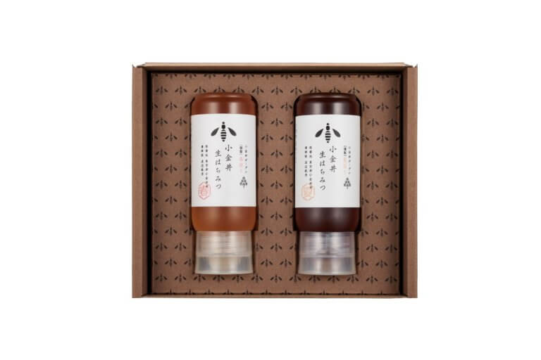 Koganei Honey packaging with two different kinds of honey in a box