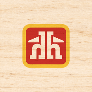 Home Hardware logo on a light wood texture background